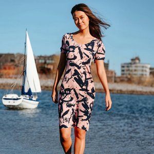 Clara Sunwoo Back Keyhole Dress - Splash Stroke Size Small New with Tags